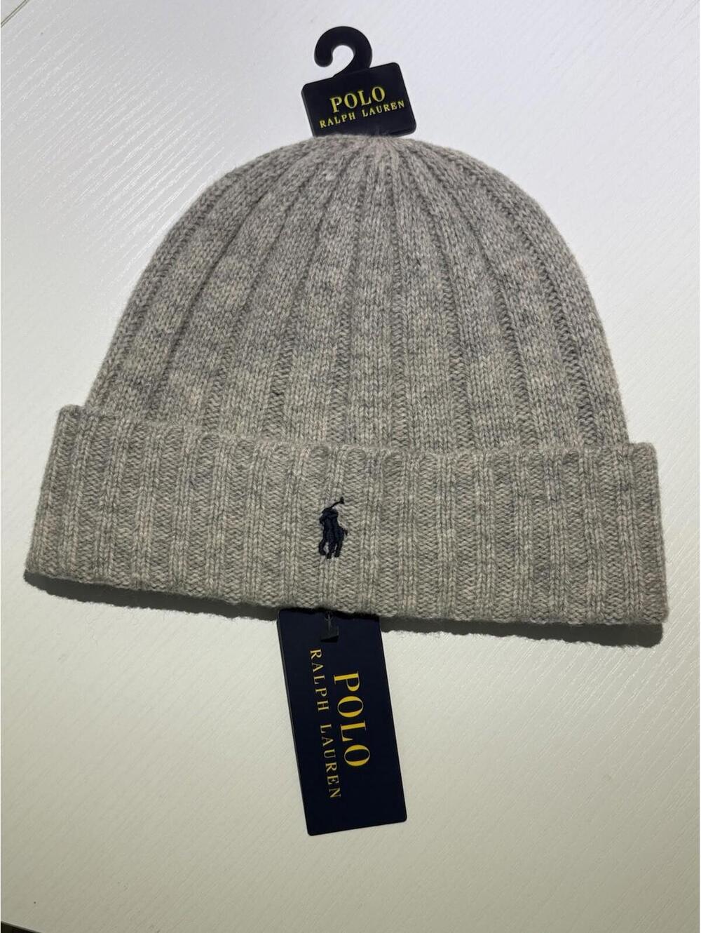 NEW Polo Ralph Lauren Wool Blend Knit Beanie Hat Gray One Size